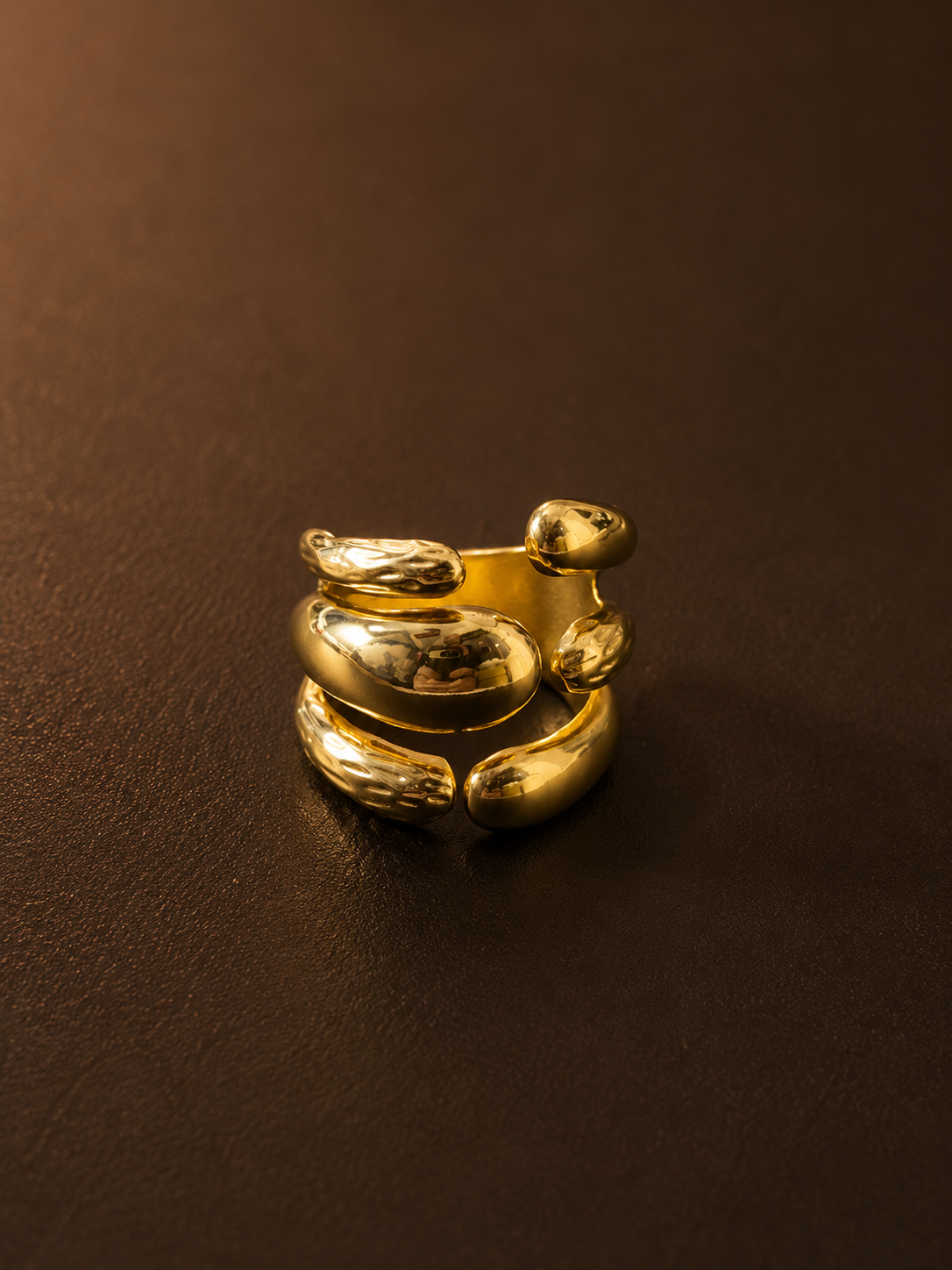 Anti-Tarnish Gold Plated Aurora Pebble Cluster Ring