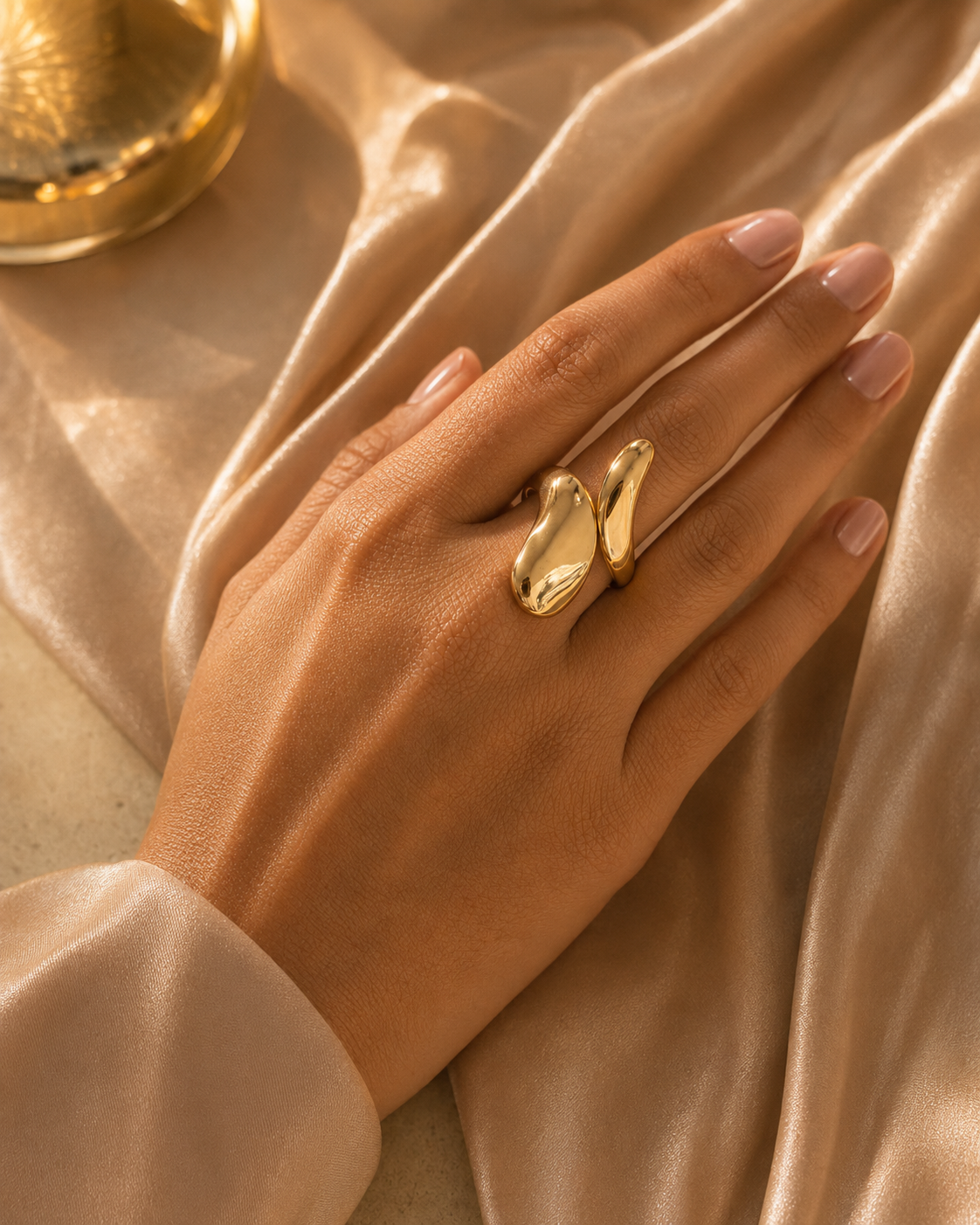 Anti-Tarnish Gold Plated Fluid Sculpt Ring