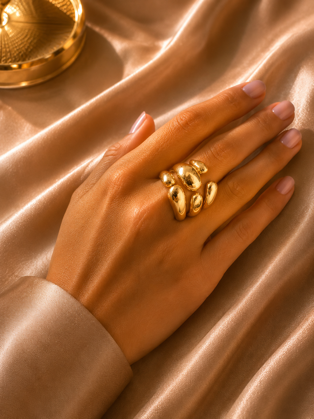 Anti-Tarnish Gold Plated Aurora Pebble Cluster Ring