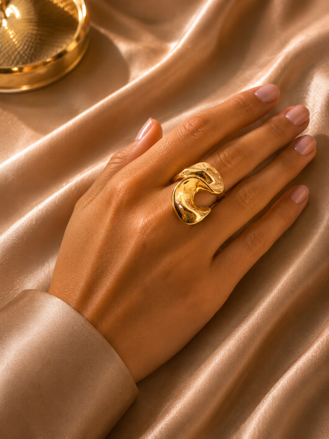 Anti-Tarnish Gold Plated Luna Molten Statement Ring
