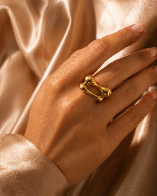 Anti-Tarnish Gold Plated Nova Link Statement Ring