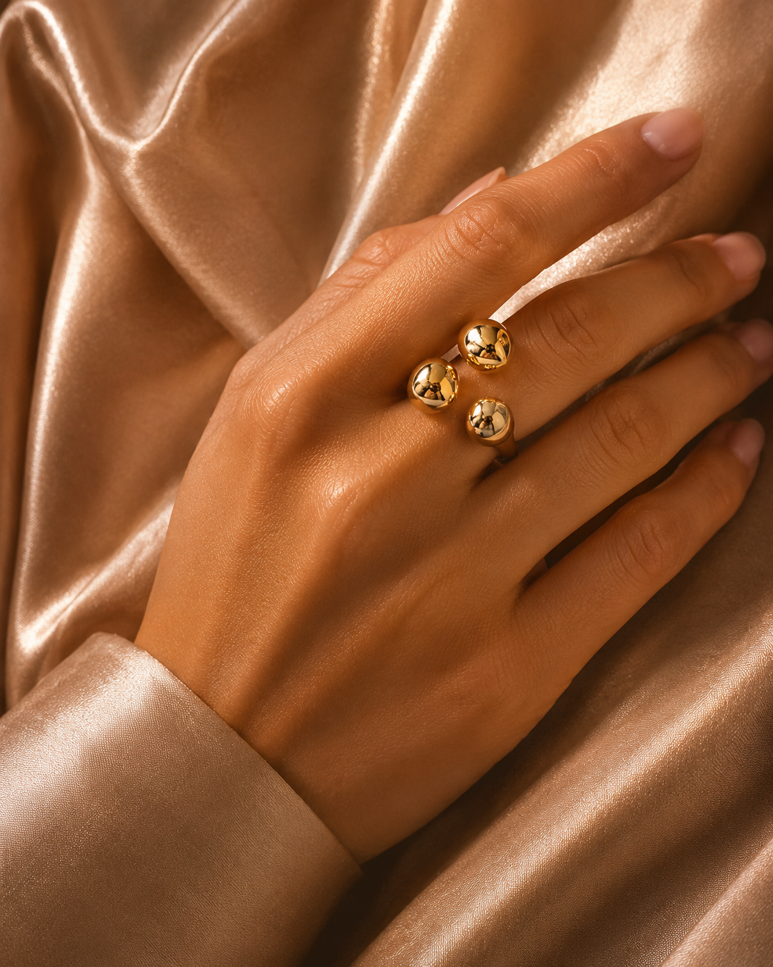 Anti-Tarnish Gold Plated Trio Orb Ring