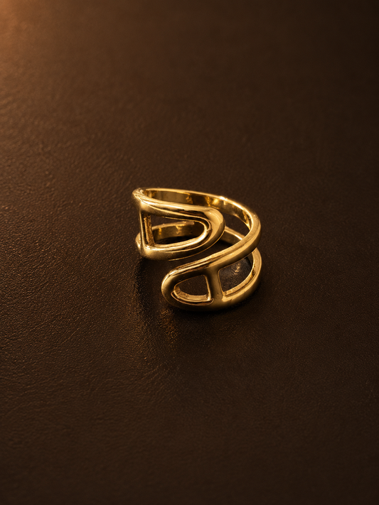 Anti-Tarnish Gold Plated Angles Geometric Ring