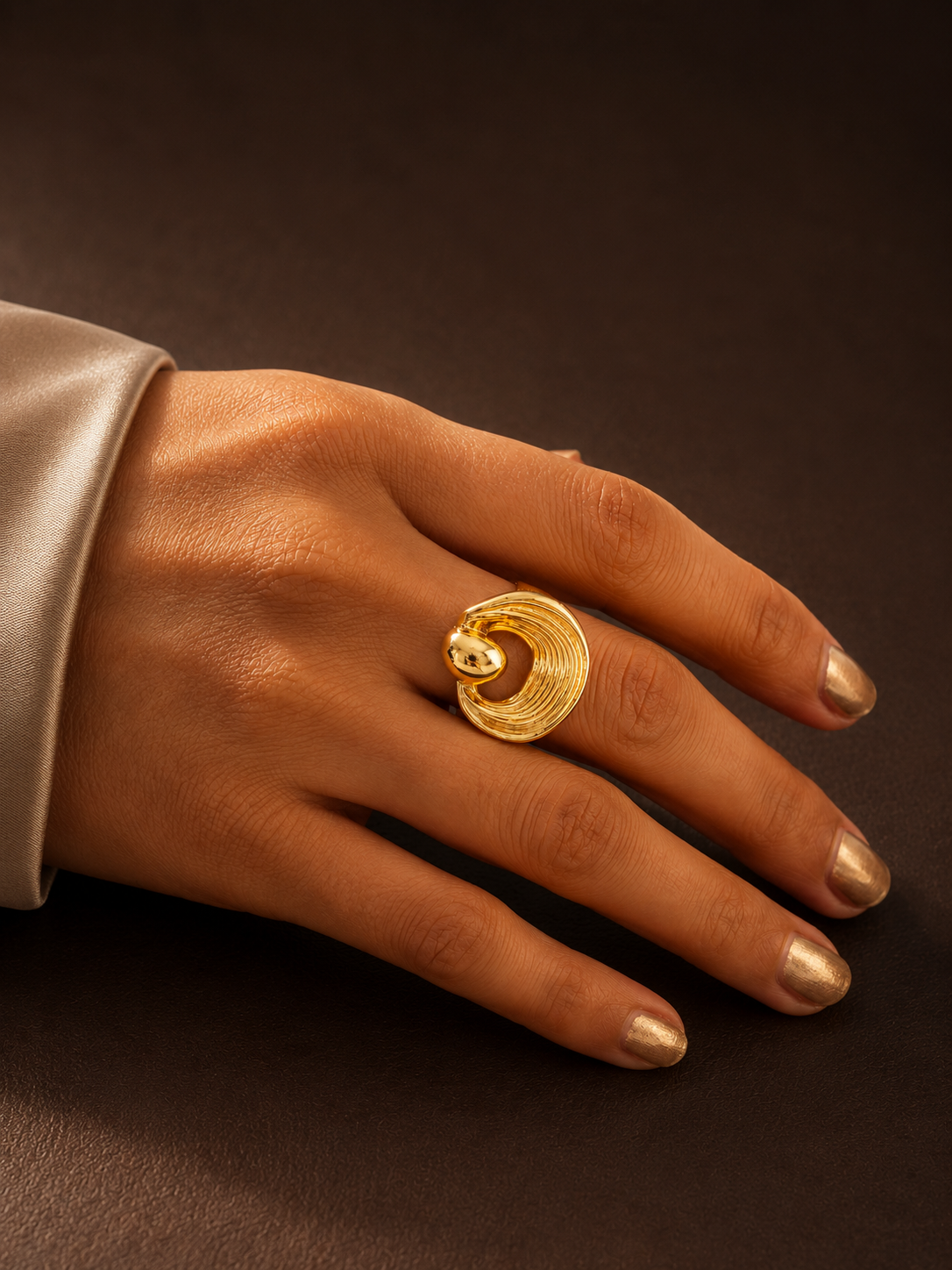 Anti-Tarnish Gold Plated Vortex Swirl Ring