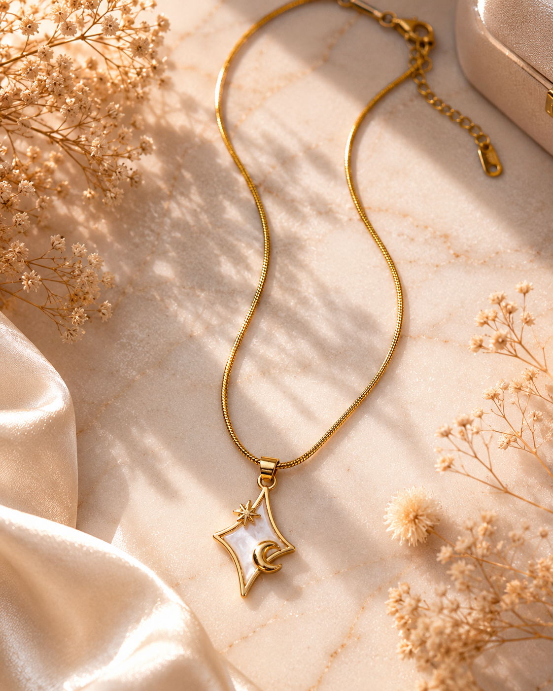Anti-Tarnish Gold Plated Celestia Star Moon Necklace